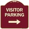 Signmission Designer Series-Visitor Parking With Right Arrow Burgungy, 18" x 18", BU-1818-9742 A-DES-BU-1818-9742 - alternate 1